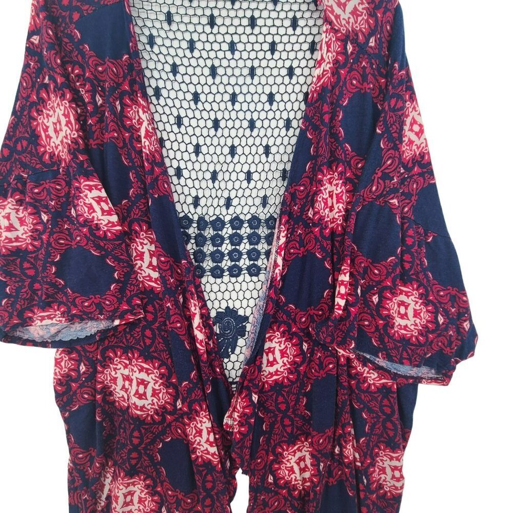 Charlotte Russe Women’s Purple Printed Long Sleeve kimono Size M Boho festival - Picture 3 of 10